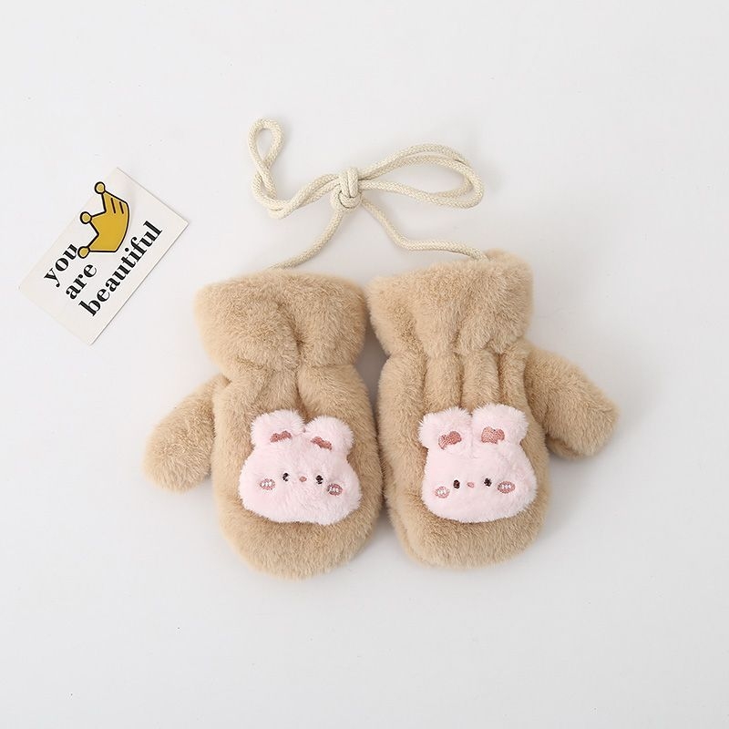 Παιδικά γάντια-μιτίνες για το χειμώνα, επενδυμένα με κασμίρ, θερμά, με μοτίβο αρκούδας, για ηλικίες 1–6 ετών