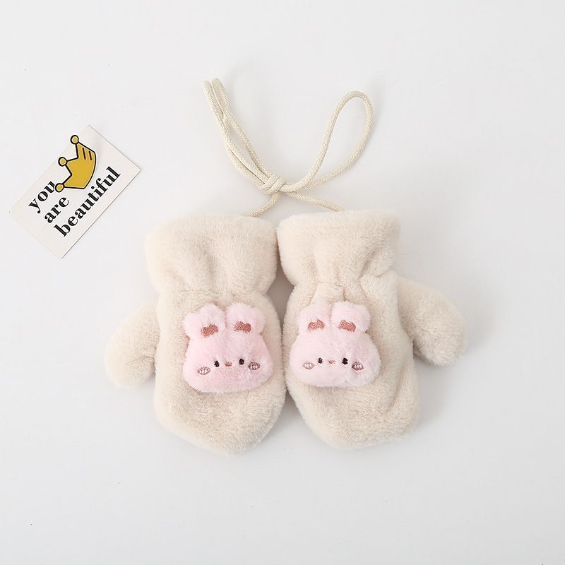 Παιδικά γάντια-μιτίνες για το χειμώνα, επενδυμένα με κασμίρ, θερμά, με μοτίβο αρκούδας, για ηλικίες 1–6 ετών