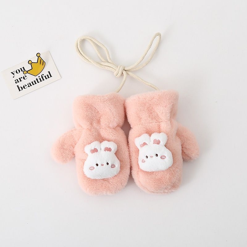 Παιδικά γάντια-μιτίνες για το χειμώνα, επενδυμένα με κασμίρ, θερμά, με μοτίβο αρκούδας, για ηλικίες 1–6 ετών