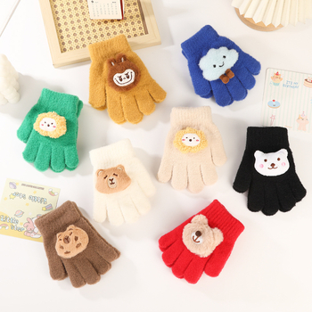 Παιδικά Πλεκτά Γάντια Με Καρτούν Σχέδιο - Με Πέντε Δάχτυλα, Ζεστά, Unisex, Ηλικίες 4–10