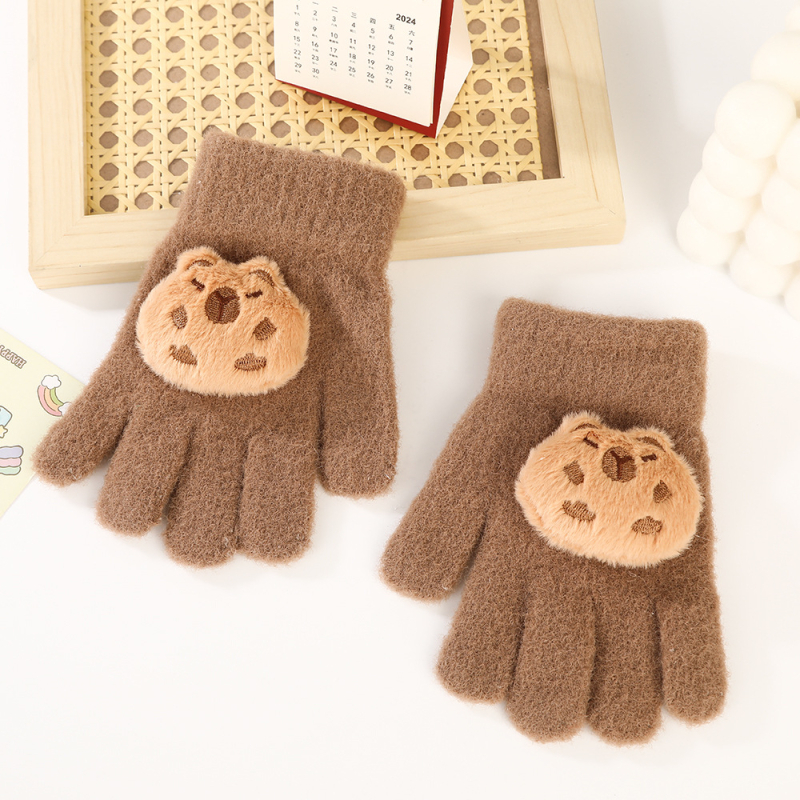 Παιδικά Πλεκτά Γάντια Με Καρτούν Σχέδιο - Με Πέντε Δάχτυλα, Ζεστά, Unisex, Ηλικίες 4–10