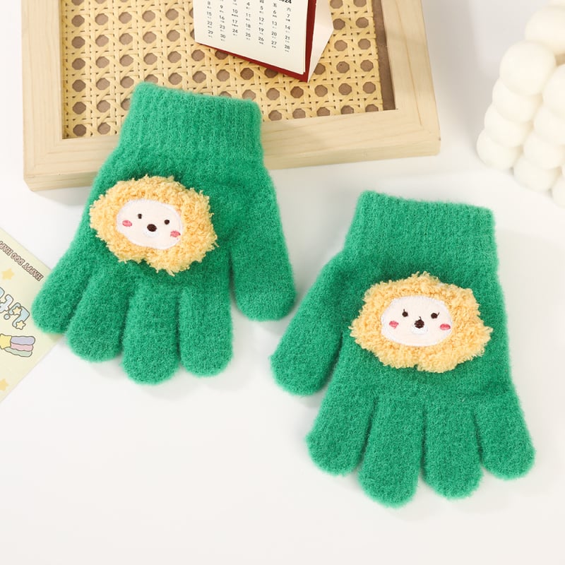 Παιδικά Πλεκτά Γάντια Με Καρτούν Σχέδιο - Με Πέντε Δάχτυλα, Ζεστά, Unisex, Ηλικίες 4–10