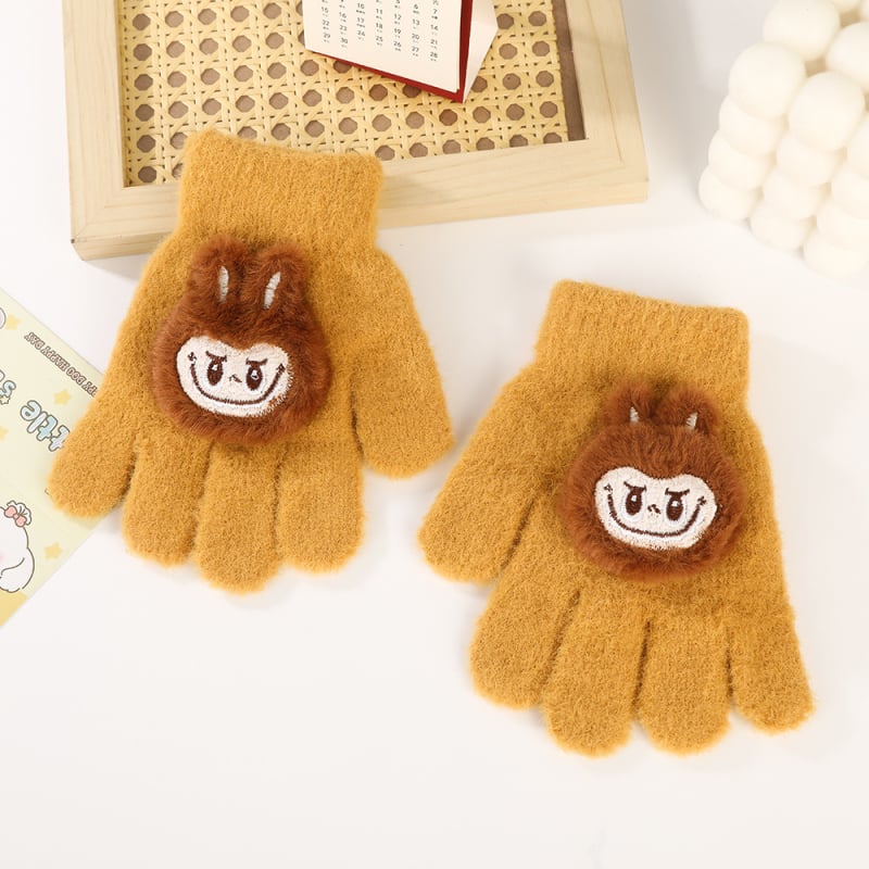 Παιδικά Πλεκτά Γάντια Με Καρτούν Σχέδιο - Με Πέντε Δάχτυλα, Ζεστά, Unisex, Ηλικίες 4–10