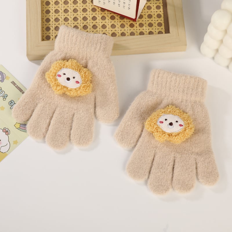 Παιδικά Πλεκτά Γάντια Με Καρτούν Σχέδιο - Με Πέντε Δάχτυλα, Ζεστά, Unisex, Ηλικίες 4–10