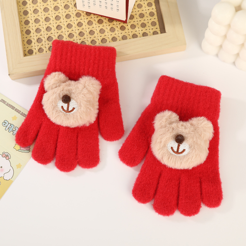 Παιδικά Πλεκτά Γάντια Με Καρτούν Σχέδιο - Με Πέντε Δάχτυλα, Ζεστά, Unisex, Ηλικίες 4–10