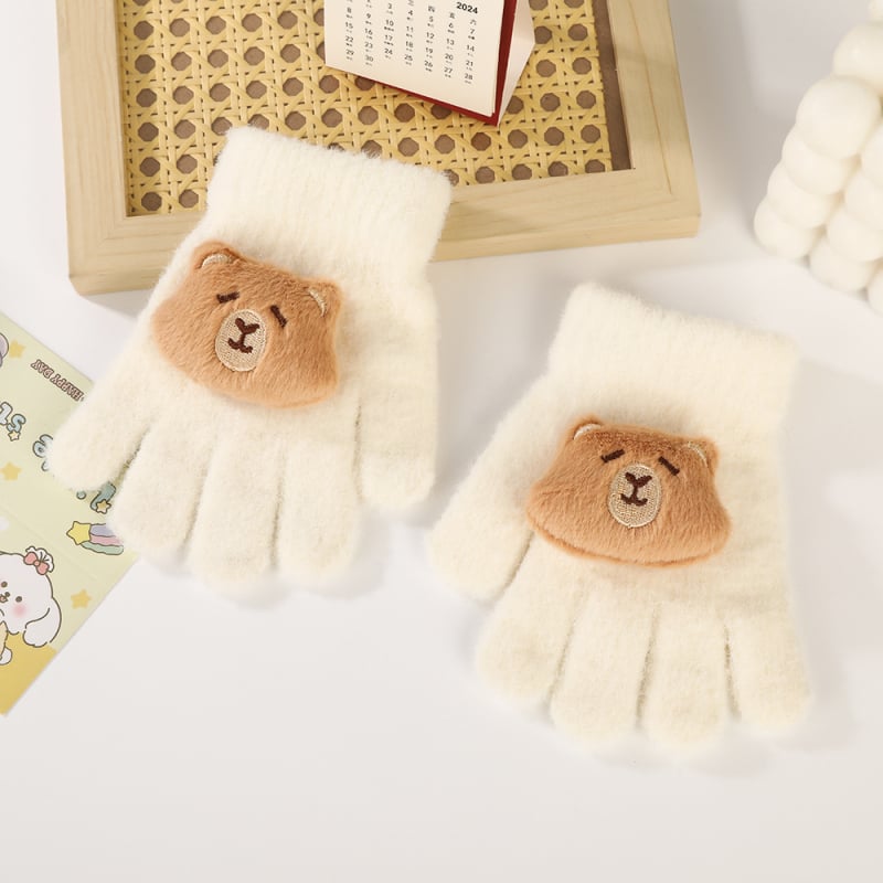 Παιδικά Πλεκτά Γάντια Με Καρτούν Σχέδιο - Με Πέντε Δάχτυλα, Ζεστά, Unisex, Ηλικίες 4–10