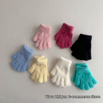 Γάντια με δάχτυλα, μονόχρωτα, πλεκτά, ζεστά για ηλικίες 1-3