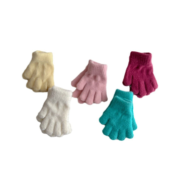 Γάντια με δάχτυλα, μονόχρωτα, πλεκτά, ζεστά για ηλικίες 1-3