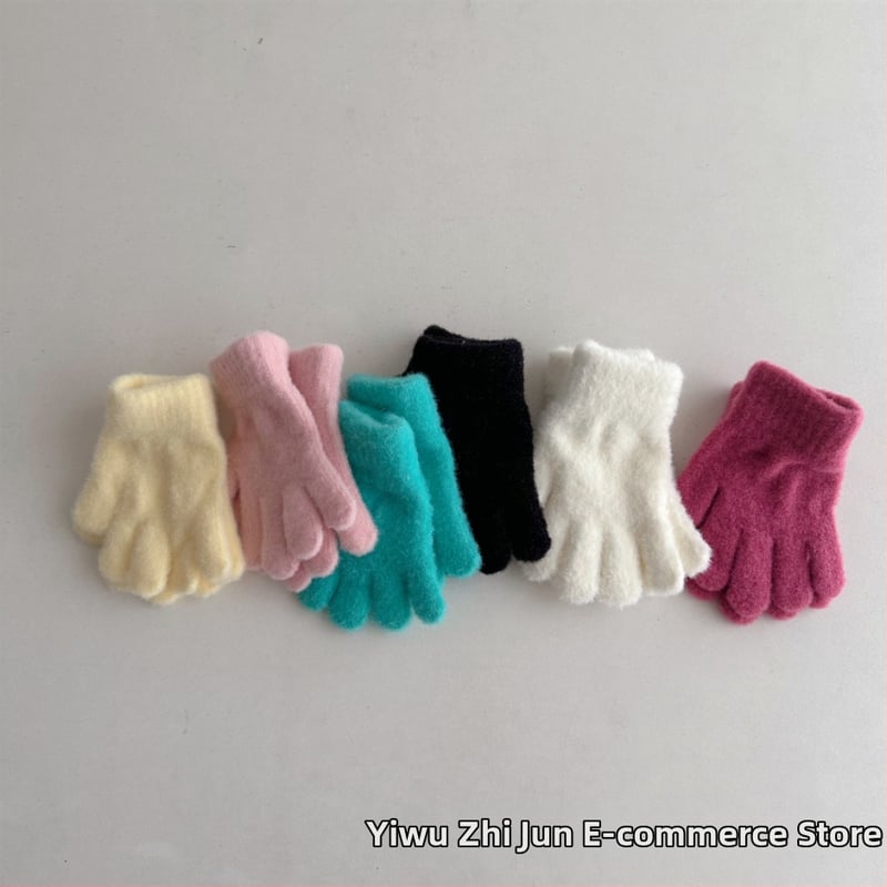 Γάντια με δάχτυλα, μονόχρωτα, πλεκτά, ζεστά για ηλικίες 1-3