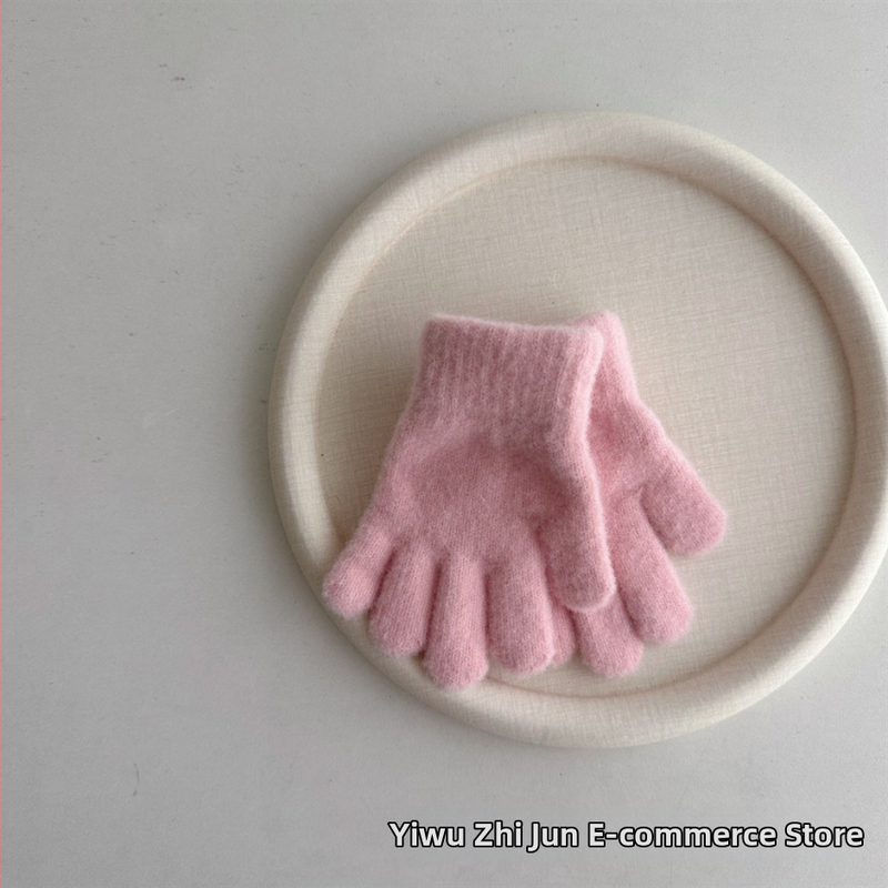 Γάντια με δάχτυλα, μονόχρωτα, πλεκτά, ζεστά για ηλικίες 1-3