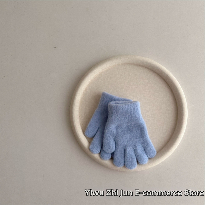 Γάντια με δάχτυλα, μονόχρωτα, πλεκτά, ζεστά για ηλικίες 1-3