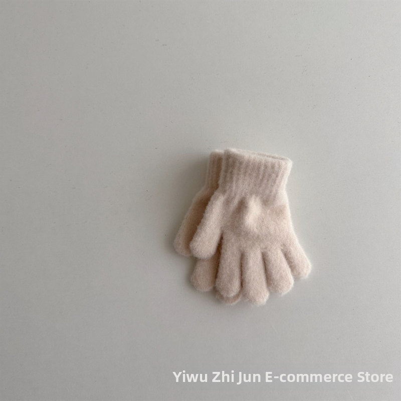 Γάντια με δάχτυλα, μονόχρωτα, πλεκτά, ζεστά για ηλικίες 1-3