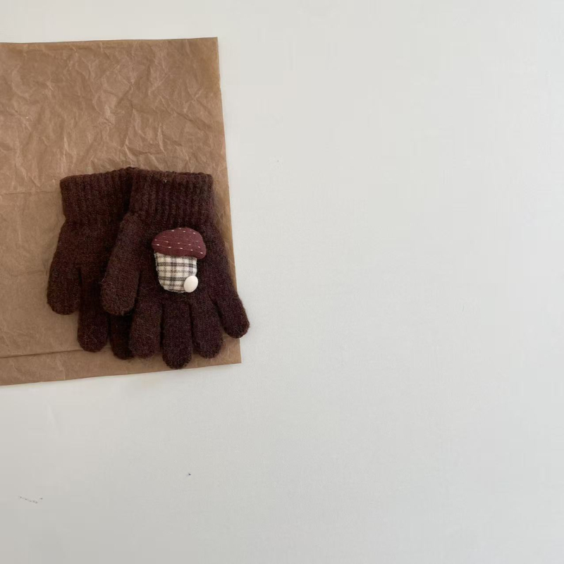Παιδικά γάντια πέντε δαχτύλων, πλεκτά, με κέντημα καρτούν, Unisex, για ηλικίες 2–6, Χειμερινά 2025