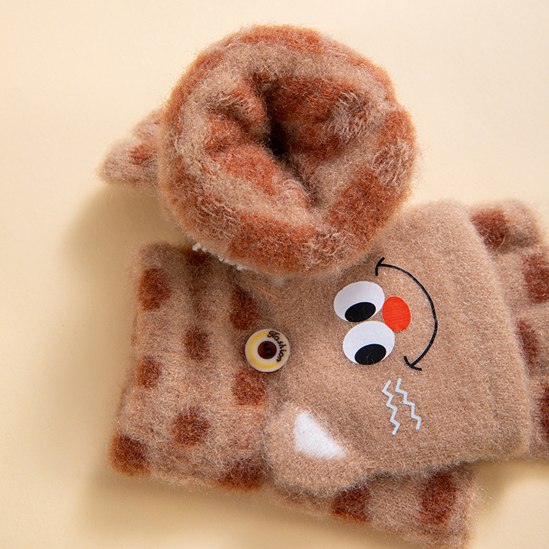 Μαθητικά γάντια φθινοπωρινά-χειμερινά, ακρυλικά, γάντια με μισά δάχτυλα, καρτούν μοτίβο, πλεκτά, ηλικίες 5–16