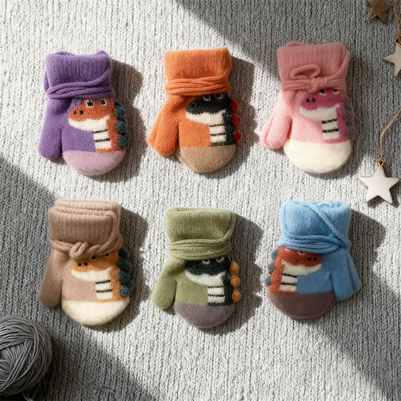 Μωρουδιακές γάντες-μιτίνες για 0–3 ετών, χειμερινή ζεστασιά, unisex, σχέδιο καρτούν με εκτύπωση