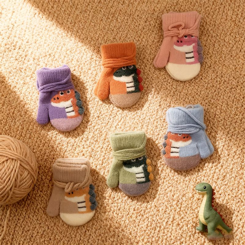 Μωρουδιακές γάντες-μιτίνες για 0–3 ετών, χειμερινή ζεστασιά, unisex, σχέδιο καρτούν με εκτύπωση