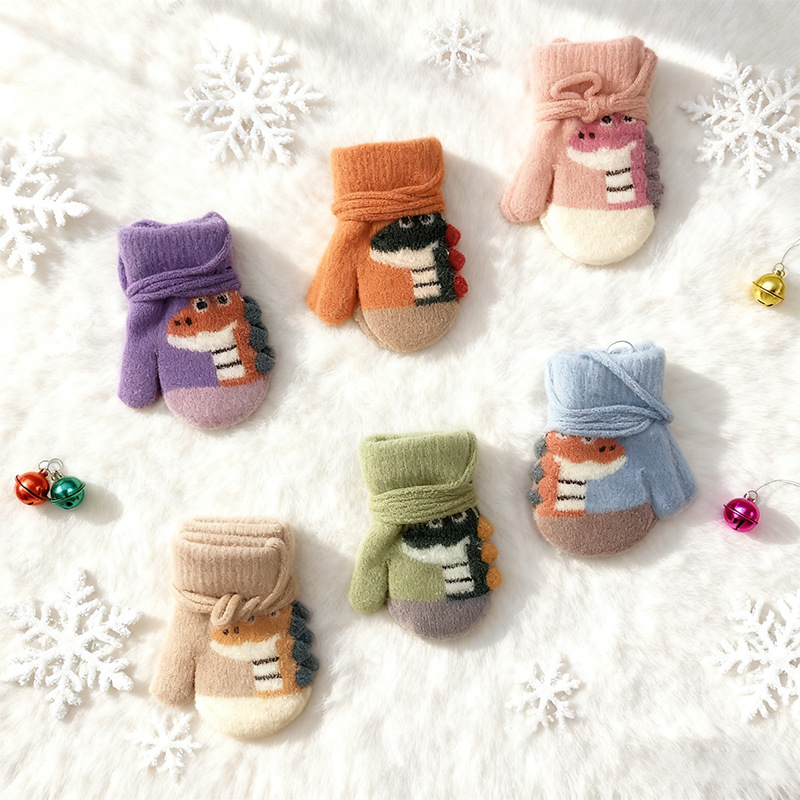 Μωρουδιακές γάντες-μιτίνες για 0–3 ετών, χειμερινή ζεστασιά, unisex, σχέδιο καρτούν με εκτύπωση