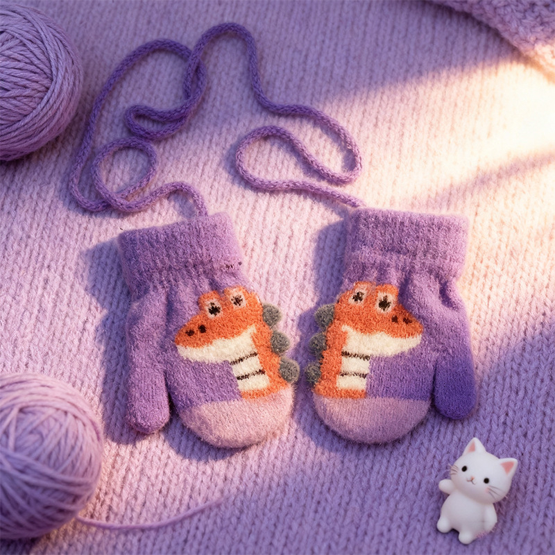 Μωρουδιακές γάντες-μιτίνες για 0–3 ετών, χειμερινή ζεστασιά, unisex, σχέδιο καρτούν με εκτύπωση