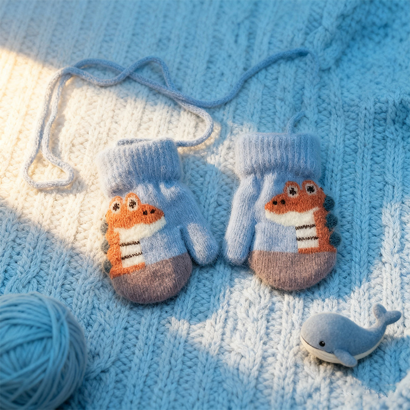 Μωρουδιακές γάντες-μιτίνες για 0–3 ετών, χειμερινή ζεστασιά, unisex, σχέδιο καρτούν με εκτύπωση