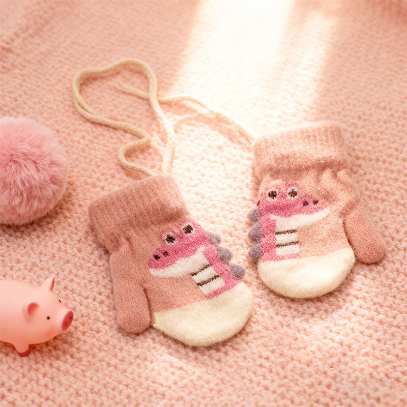 Μωρουδιακές γάντες-μιτίνες για 0–3 ετών, χειμερινή ζεστασιά, unisex, σχέδιο καρτούν με εκτύπωση