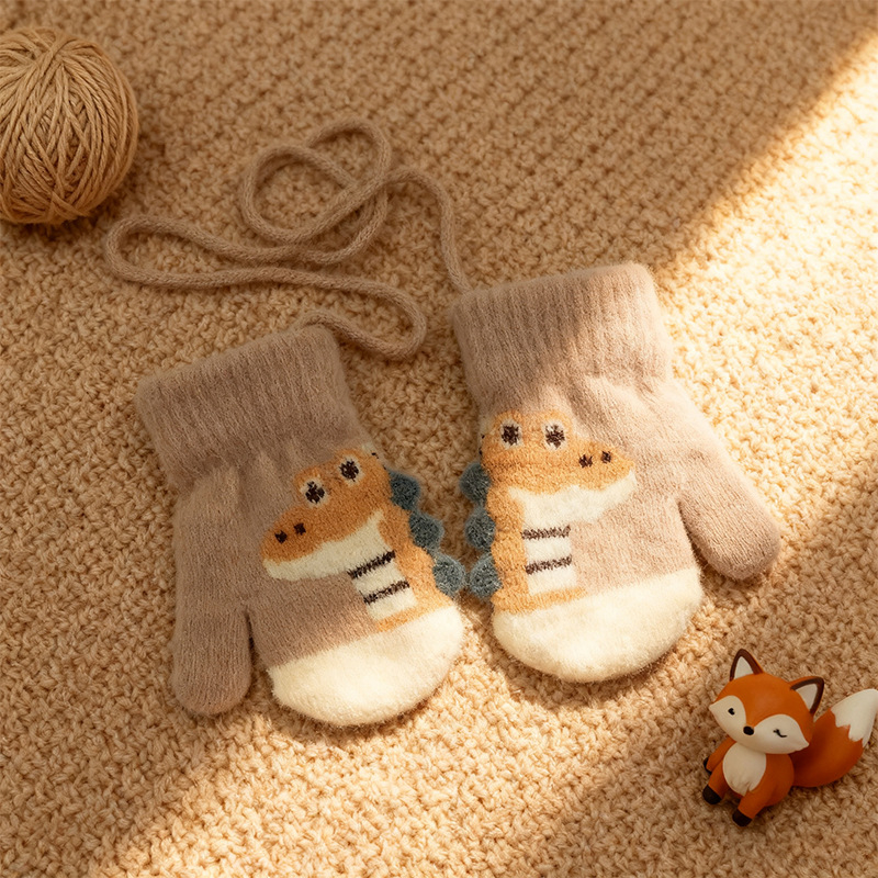 Μωρουδιακές γάντες-μιτίνες για 0–3 ετών, χειμερινή ζεστασιά, unisex, σχέδιο καρτούν με εκτύπωση