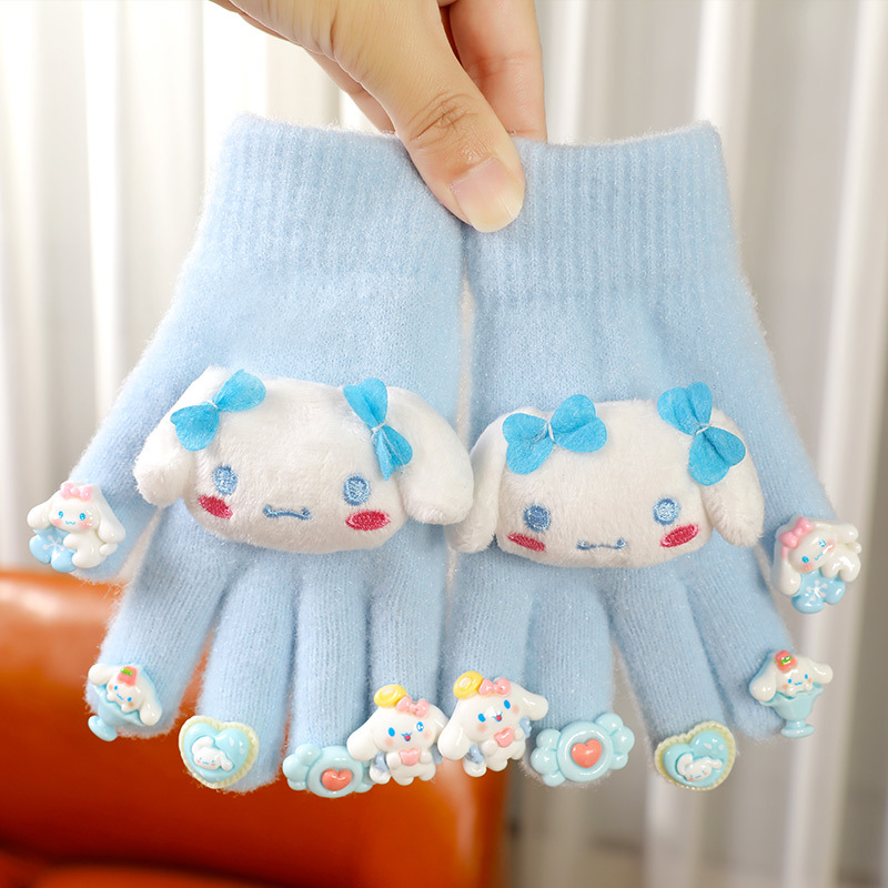 Mănuși de iarnă pentru copii, tricotate cu cinci degete, jacquard, model monocrom, calde pentru iarnă și toamnă, potrivite pentru copii 6–10 ani