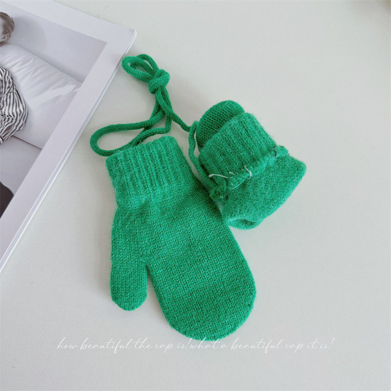 Παιδικά γάντια μαλλί με σχέδιο αρκούδας, πλεκτά για τον χειμώνα, ηλικία 1-4 ετών