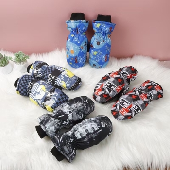 Παιδικές γάντες σκι – unisex, νάιλον, ζεστές, καρτούν μοτίβο, ηλικίες 3–10