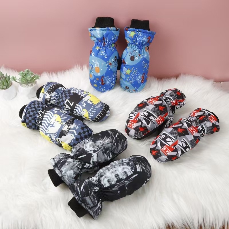 Παιδικές γάντες σκι – unisex, νάιλον, ζεστές, καρτούν μοτίβο, ηλικίες 3–10