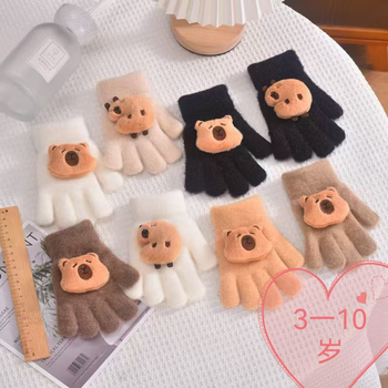 Mănuși tricotate pentru copii cu model desen animat, unisex, jacquard, mențin căldura, vârsta 4–10 ani, iarnă/toamnă 2024