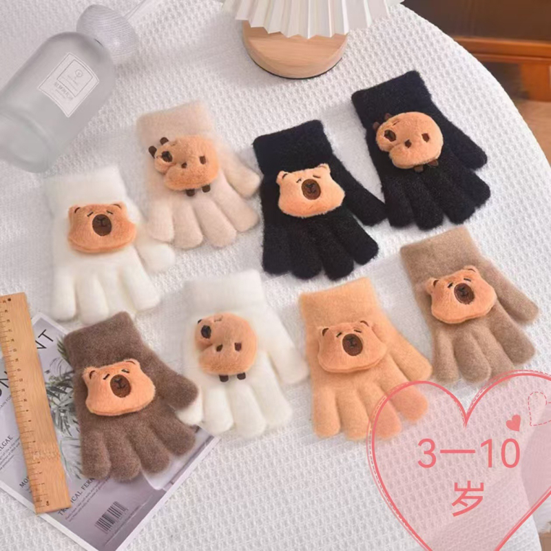 Mănuși tricotate pentru copii cu model desen animat, unisex, jacquard, mențin căldura, vârsta 4–10 ani, iarnă/toamnă 2024