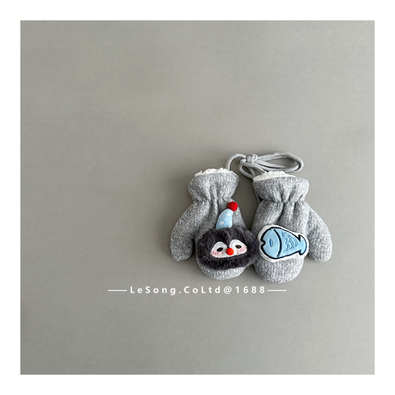 Dječje zimske rukavice s dizajnom pingvina, pletene, tie-dye, unisex, korejski stil s podijeljenim prstima, zadržavaju toplinu, uzrast 1–6 godina