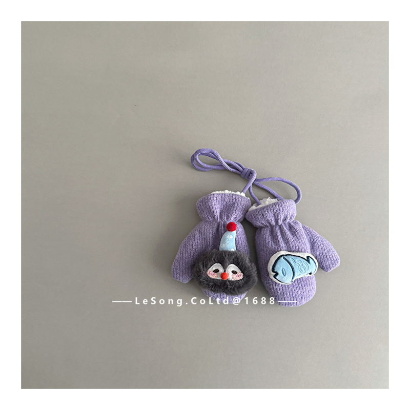 Dječje zimske rukavice s dizajnom pingvina, pletene, tie-dye, unisex, korejski stil s podijeljenim prstima, zadržavaju toplinu, uzrast 1–6 godina