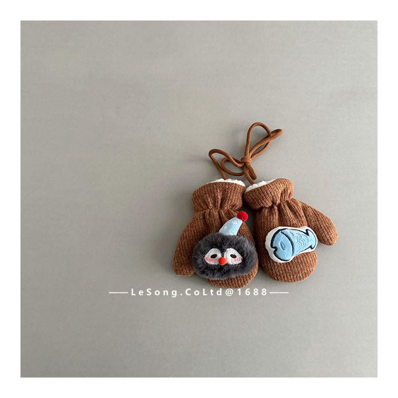 Dječje zimske rukavice s dizajnom pingvina, pletene, tie-dye, unisex, korejski stil s podijeljenim prstima, zadržavaju toplinu, uzrast 1–6 godina