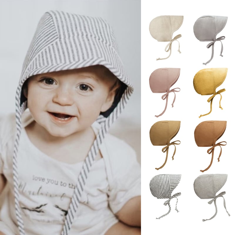 Dječja kapa za zaštitu od sunca s zaštitom za uši, kupolasti stil, prozračna mješavina lana i viskoze, kratka rubna rubnica, ljeto 2025