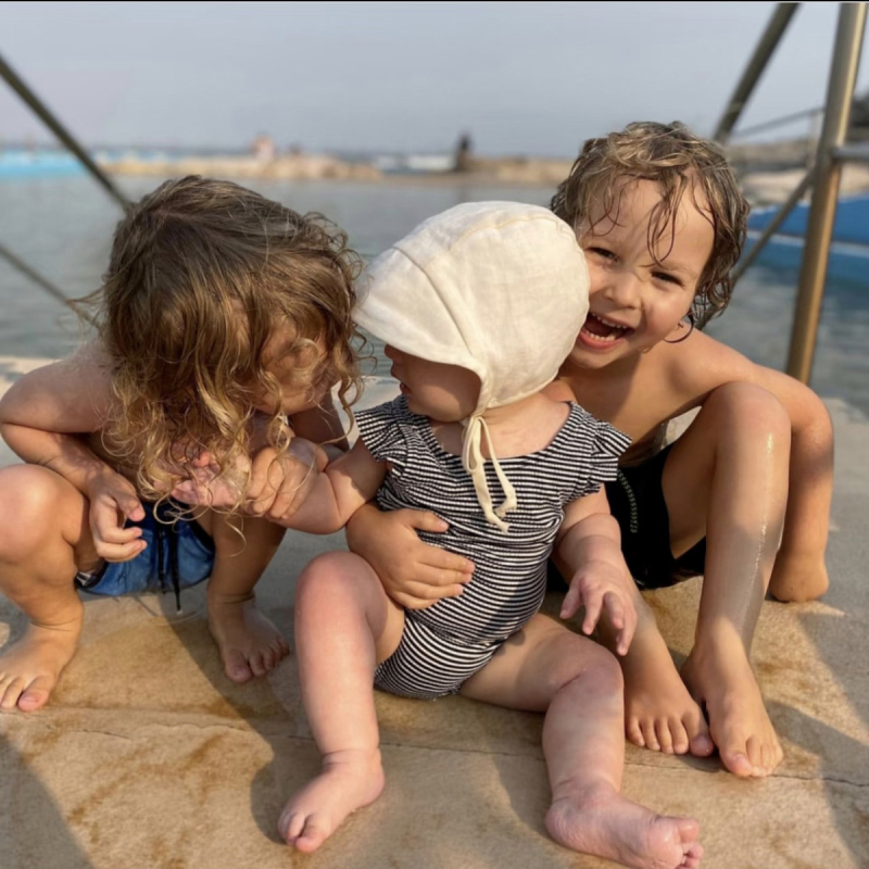 Dječja kapa za zaštitu od sunca s zaštitom za uši, kupolasti stil, prozračna mješavina lana i viskoze, kratka rubna rubnica, ljeto 2025