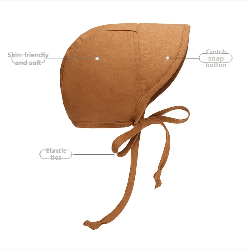 Dječja kapa za zaštitu od sunca s zaštitom za uši, kupolasti stil, prozračna mješavina lana i viskoze, kratka rubna rubnica, ljeto 2025