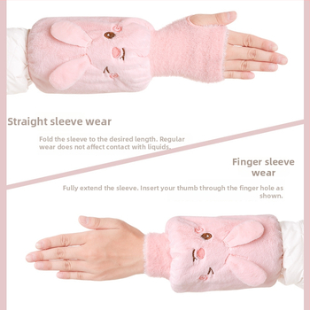 Детски есенни ръкави с ръкавици – плюшени карикатури, анти-замърсяване, едноцветни, за момичета 3–13 г