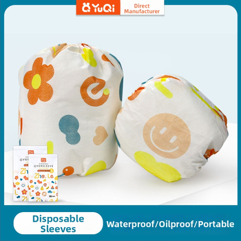 Vienkartinės rankovių apsaugos vaikams – audinys, dulkių apsauga, spausdintas logotipas, pakuotė 240 vnt