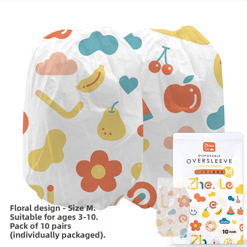 Vienkartinės rankovių apsaugos vaikams – audinys, dulkių apsauga, spausdintas logotipas, pakuotė 240 vnt