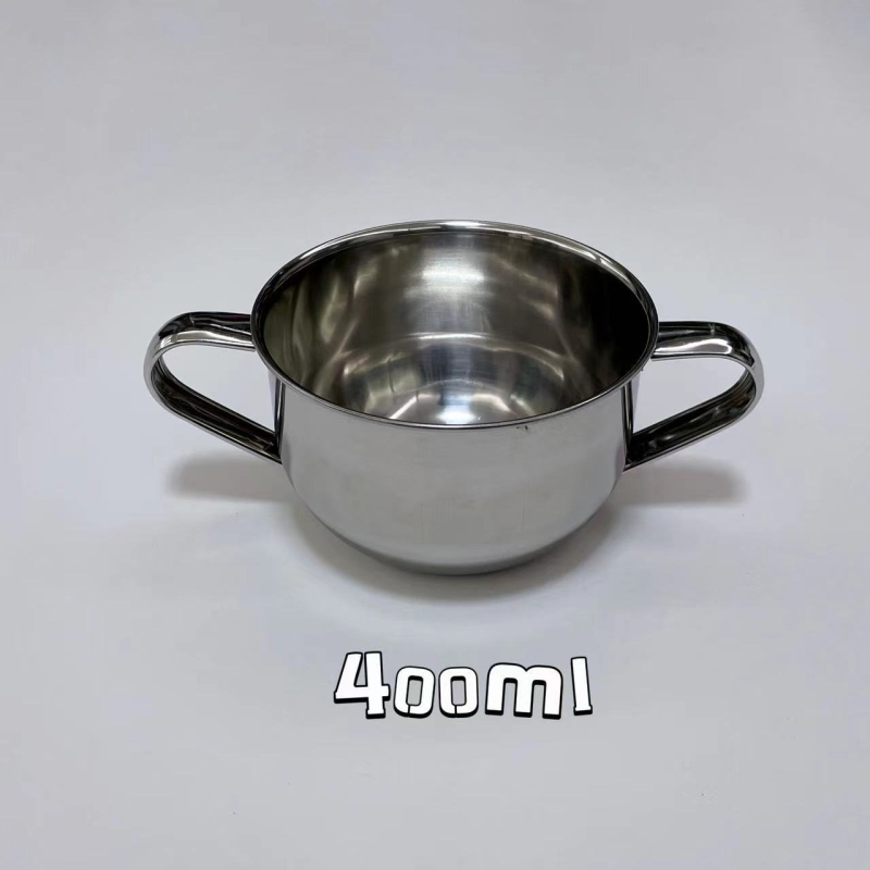 Vaikų dubuo iš 304 nerūdijančio plieno su dvigubomis rankenėlėmis, maisto kokybės, mikrobangų krosnelė saugi, apvalios formos, skirtas valgymams