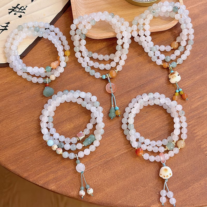 Женска гривна с три кръга от тианшански нефрит, ръчно изработена, марка MOUNA, китайски стил, бижута за ръка