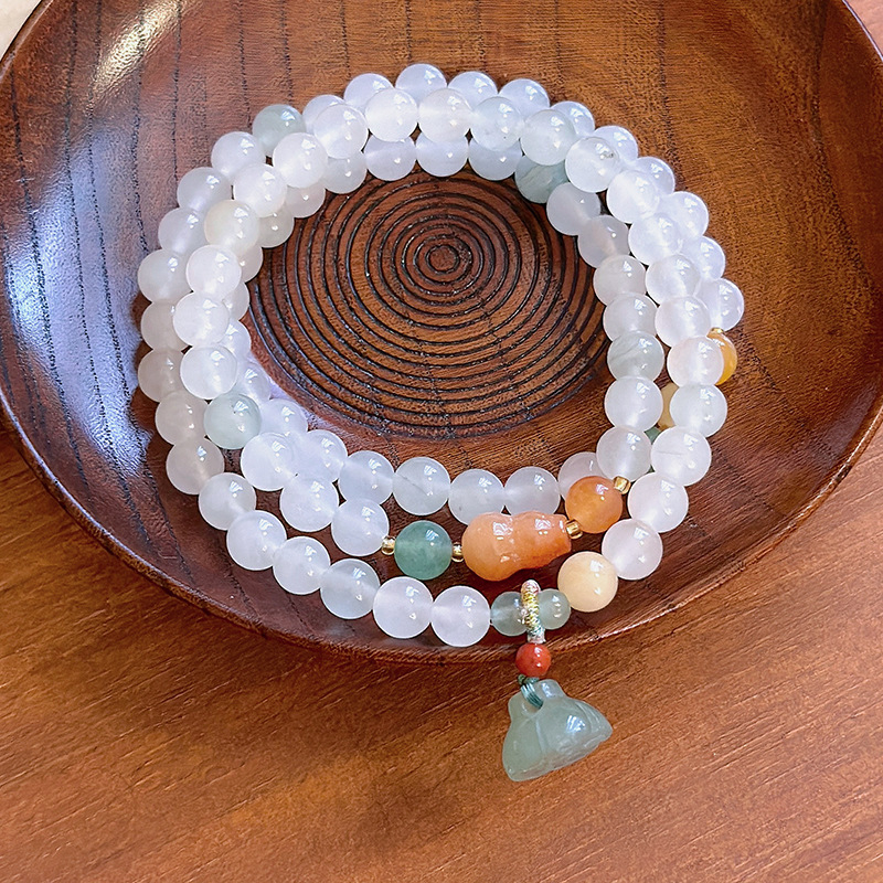 Женска гривна с три кръга от тианшански нефрит, ръчно изработена, марка MOUNA, китайски стил, бижута за ръка