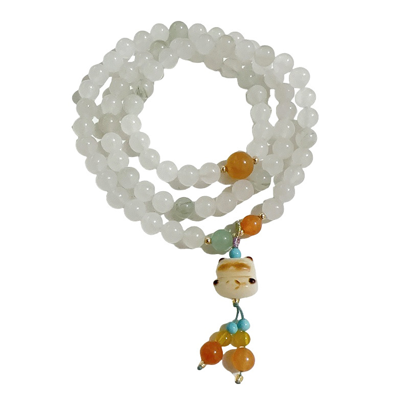 Женска гривна с три кръга от тианшански нефрит, ръчно изработена, марка MOUNA, китайски стил, бижута за ръка