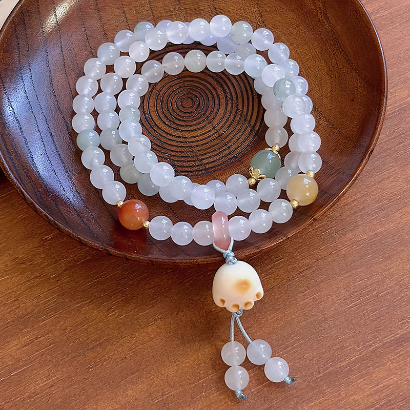 Женска гривна с три кръга от тианшански нефрит, ръчно изработена, марка MOUNA, китайски стил, бижута за ръка