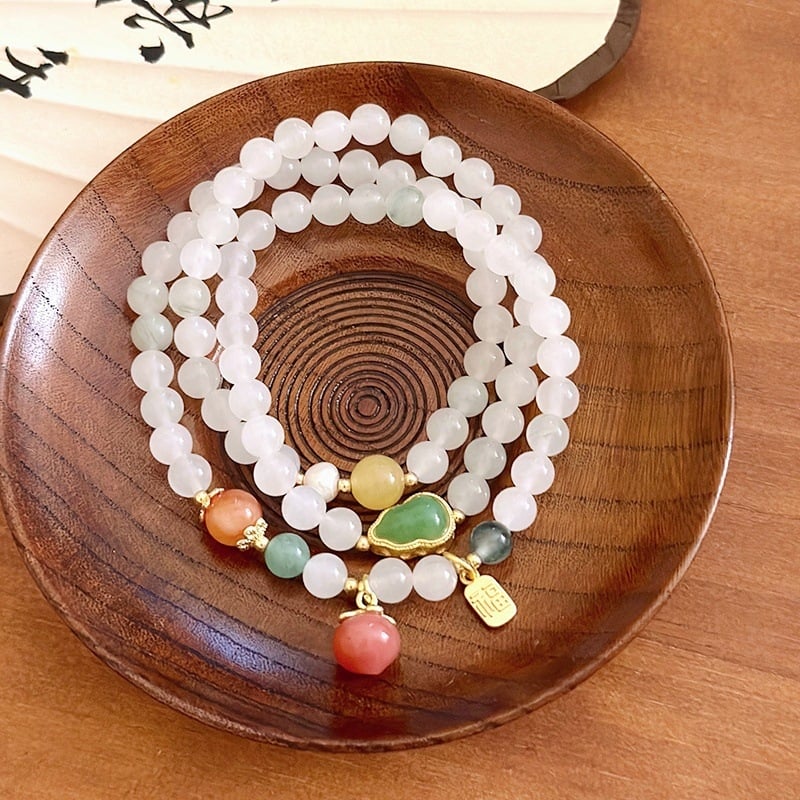 Женска гривна с три кръга от тианшански нефрит, ръчно изработена, марка MOUNA, китайски стил, бижута за ръка