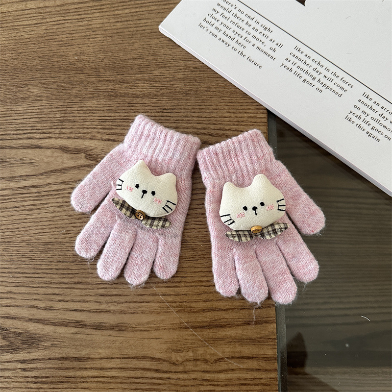 Dječje pletene rukavice s crtić motivom, korejski stil, pet prstiju, toplo za zimu, unisex, uzrast 2-6 godina.