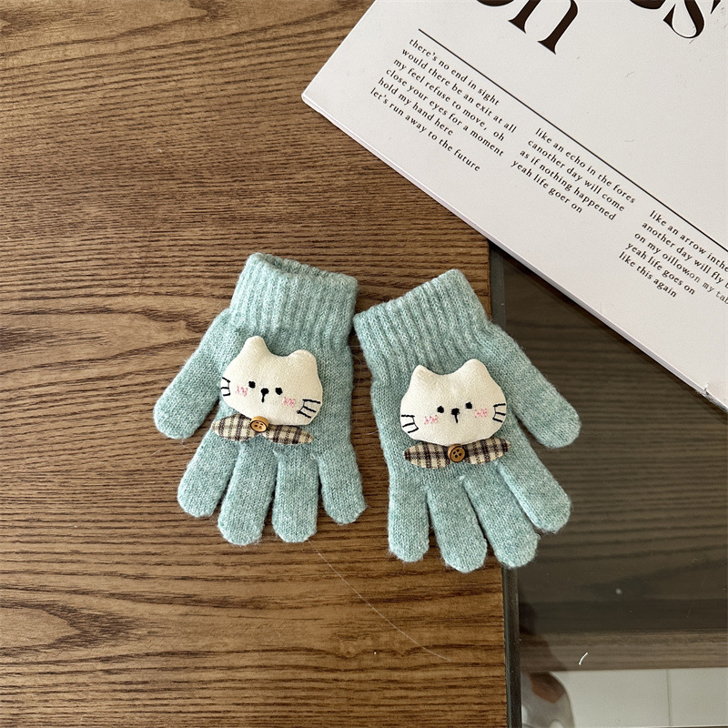 Dječje pletene rukavice s crtić motivom, korejski stil, pet prstiju, toplo za zimu, unisex, uzrast 2-6 godina.