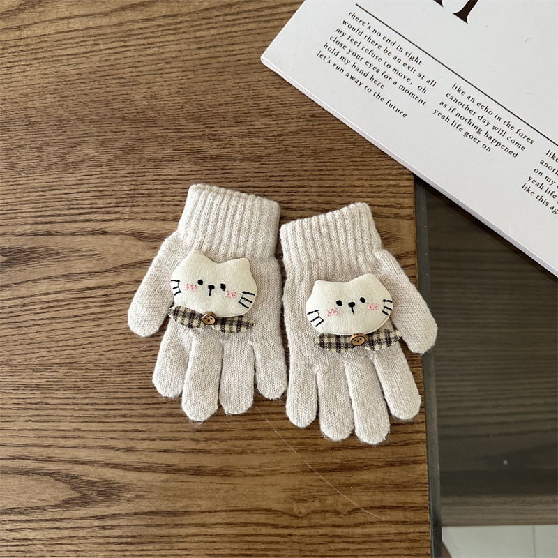 Dječje pletene rukavice s crtić motivom, korejski stil, pet prstiju, toplo za zimu, unisex, uzrast 2-6 godina.