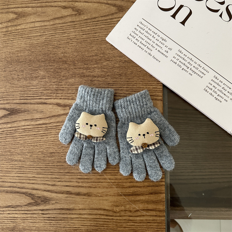 Dječje pletene rukavice s crtić motivom, korejski stil, pet prstiju, toplo za zimu, unisex, uzrast 2-6 godina.